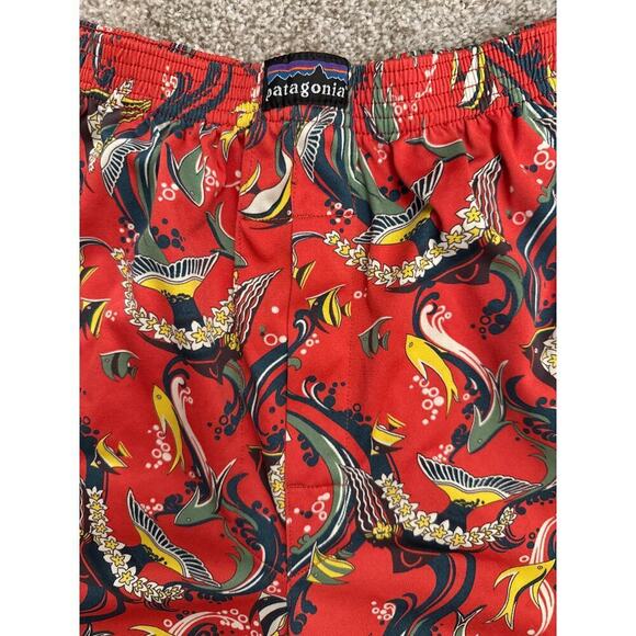 Patagonia Men's Lightweight Orange Bohemian Fish Lounge Shorts - Picture 2 of 5